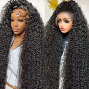 250 Density 13×6 Hd Lace Frontal Wigs Brazilian 32 34 40 Inch Deep Wave Curly  Human Hair Wigs 100% For Black Women Preplucked