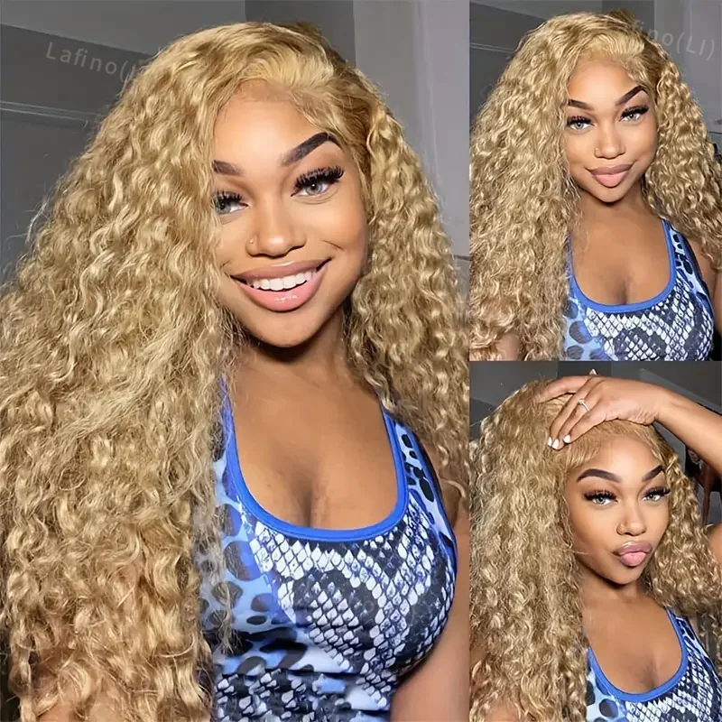 Honey Blonde Human Hair Wig Curly Wigs 13x6 Hd Lace Frontal Wig 13x4 Deep Wave Frontal Wig 30 Inch #27 Colored Human Hair Wigs - Image 4