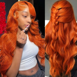 Ginger Orange 13×6 HD Lace Front Wigs Human Hair Wig Body Wave 13×4 Lace Frontal Wigs Colored Transparent Lace Wig For Women 360