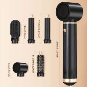 Hair Dryer 5-In-1 Electric Hair Comb Negative Ion Straight Curler Brush Blow Dryer Air Comb Removable Brush Kit Tool