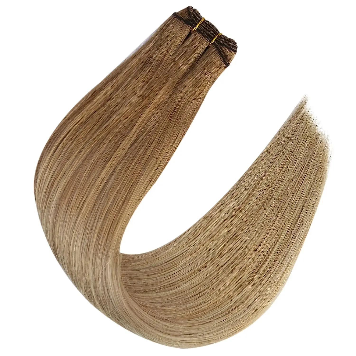 Full Shine Hair Bundles 100% Human Hair Weft Extensions Ombre Blonde Color100g Sew In Silky Straight Remy Skin Double Weft - Image 8
