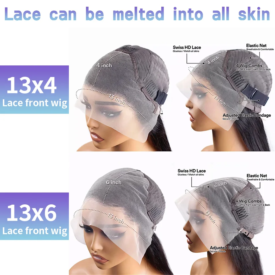 13X6 Chocolate Brown Lace Front Wigs 13X4 Bone Straight Human Hair 30 32 Inch Lace Frontal Colored Wig 100% Brazilian For Women - Image 6