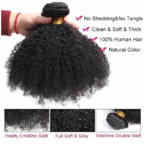 Afro Kinky Bulk Human Hair 3 Bundles 8 – 30 Inches Curly Weave 100% Unprocessed Virgin Extensions for Black Women Natural Color