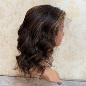 Glueless Wig Human Hair Blonde Highlights Brown Colored Human Hair Wig 13×4 Pre Bleached Knots Stock Loose Deep Cheap Price