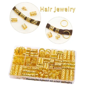 70Pcs Hair Beads Hair Cuffs Braiding Hair Rings Alloy Hair Charms For Loc Braids Hair Adjustable Metal Braid Hair Jewelry