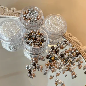 Nail Charms Pearl Decorations Mixed Sizes Colorful Bag DIY Wearable Nails Round Pearls Nail Gems Crafting