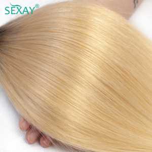Ombre Blonde Human Hair Weave Bundles Dark Roots 1B #613 Straight Human Hair Extensions Honey Blonde Human Hair Bundles Deal