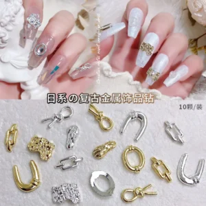 10Pcs/Lot Japanese-Korean Alloy Jewelry Wearing Nails Popular Gold And Silver Net Red Popular Metal Rivet Nail Accessories