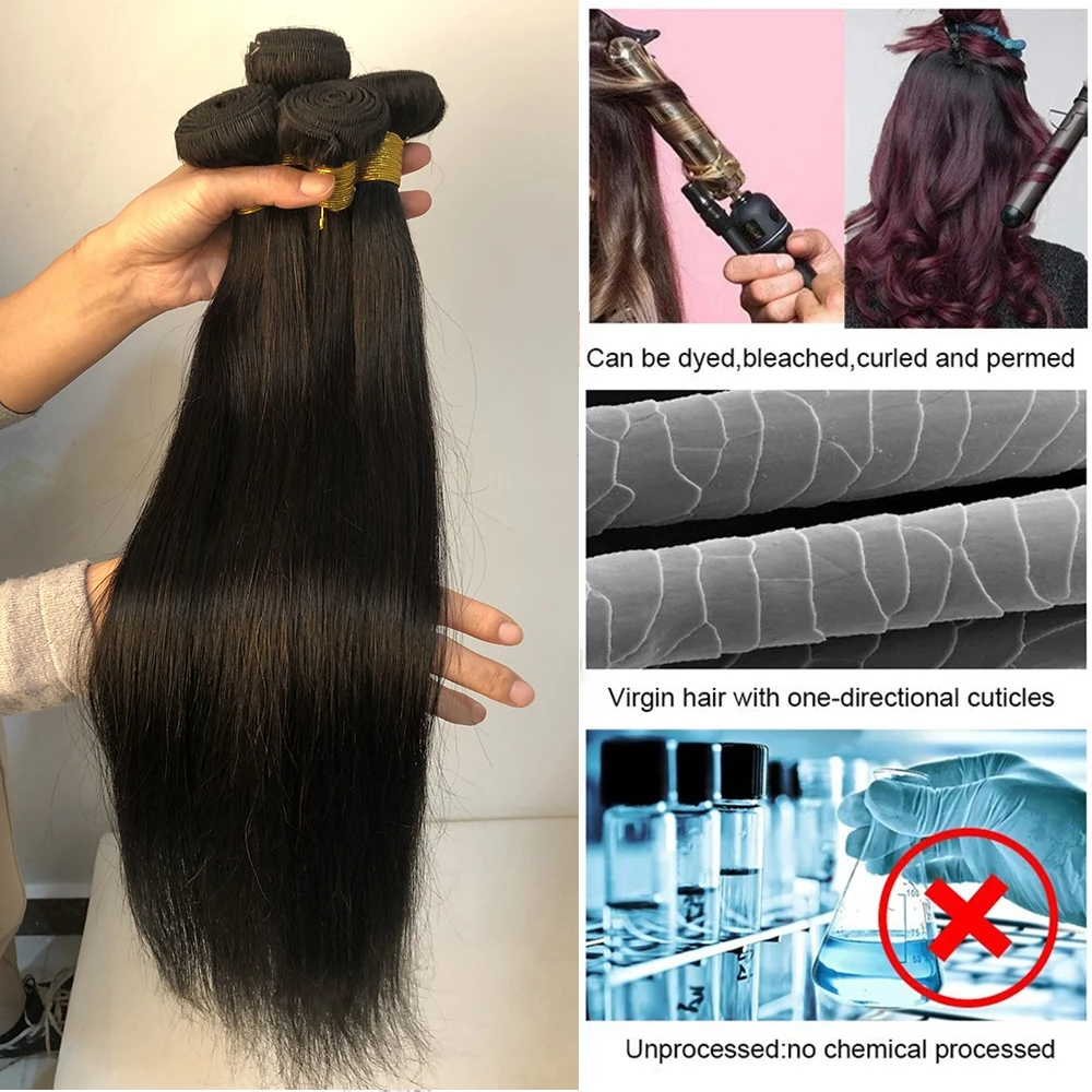 Straight Bundles Human Hair 10-30 Inch Hair Weave Bundles 100% Human Hair Extensions Natural Black Raw Hair Bundles 50G/Pcs - Image 3
