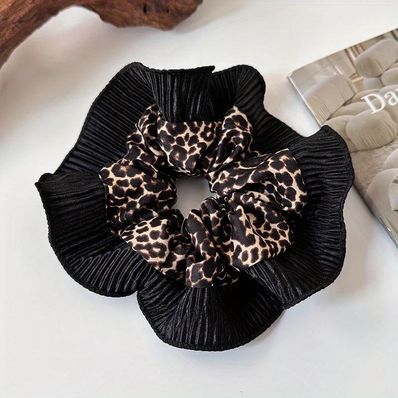 Women's New Vintage Leopard Print Lace Hair Rings Fashionable Niche Design Elegant Hair Ties with High - end Feeling - Image 6