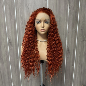 Ginger Wig Synthetic Lace Front Wigs For Women Long Deep Curly Synthetic Hair Reddish Brown Wig Curly Frontal Wigs Cosplay Party