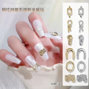 10Pcs/Lot Japanese-Korean Alloy Jewelry Wearing Nails Popular Gold And Silver Net Red Popular Metal Rivet Nail Accessories