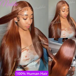 13X6 Chocolate Brown Lace Front Wigs 13X4 Bone Straight Human Hair 30 32 Inch Lace Frontal Colored Wig 100% Brazilian For Women