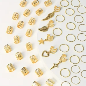 45pcs Alloy Braid Hair Ring Dreadlock Hair Ring – Hippie Style Hair Accessories Loc Hair Jewelry for Braids for Girls and Women