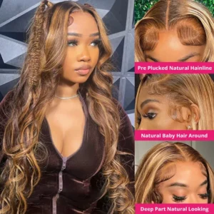 Highlight Wig 100% Human Hair 13×6 Hd Lace Frontal Wig Honey Blonde Lace Front Wigs human Hair Body Wave 4×4 5×5 Closure Wig