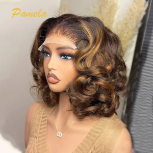 Blonde Bob Wig Human Hair 100% Loose Deep Wave Short Ombre 4 27 Brown Colored Lace Front Glueless Wigs Human Hair Ready To Wear