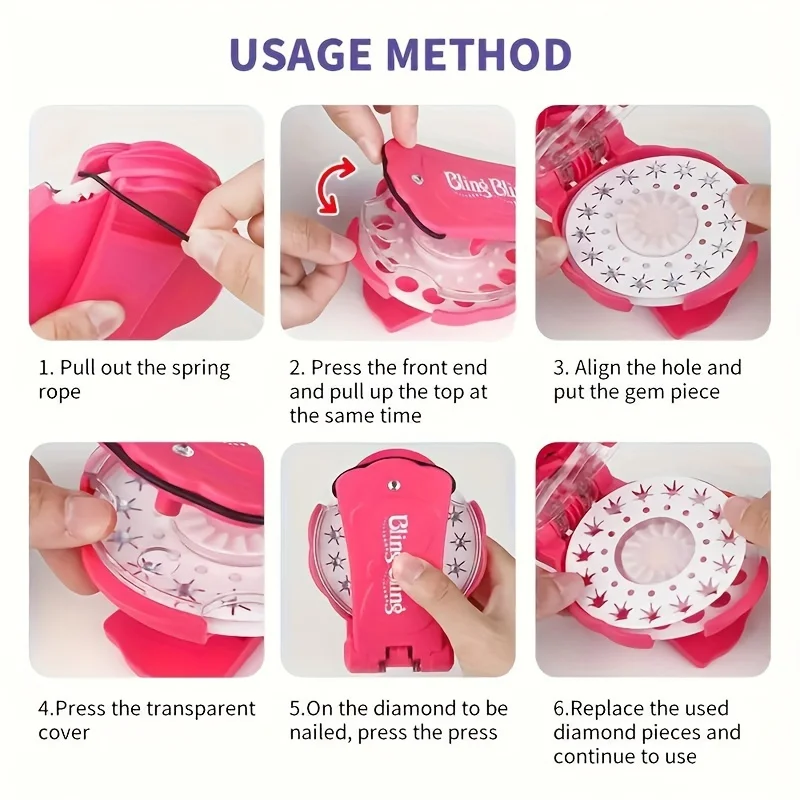 Hair Jewels Stamper DIY Set, Bring a makeup mirror, With a loop ring, Radiance Collection With Glam Styling Tool Load Click Glit - Image 4