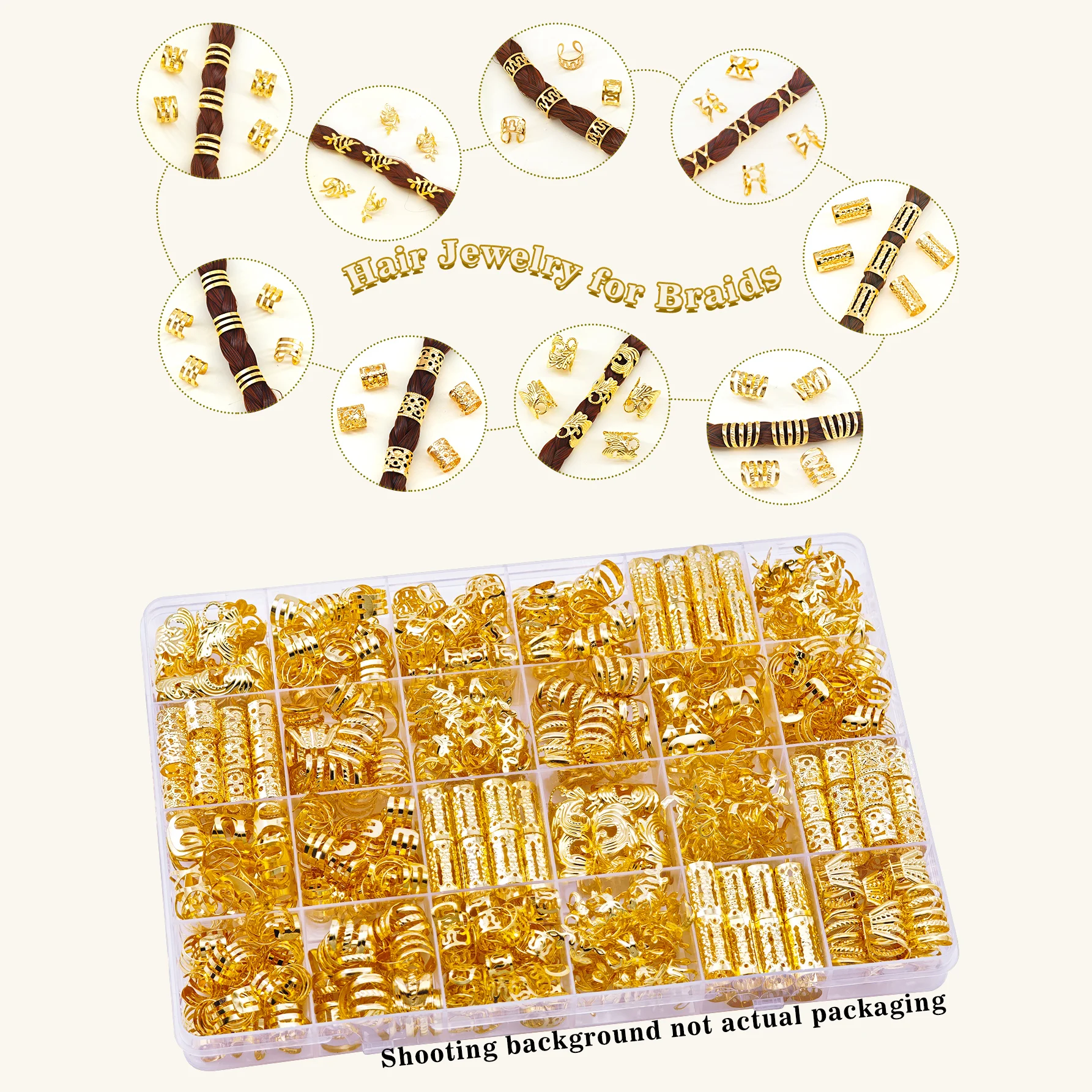 220Pcs Hair Beads Hair Cuffs Braiding Hair Rings Alloy Hair Charms For Loc Braids Hair Adjustable Metal Braid Hair Accessories - Image 2