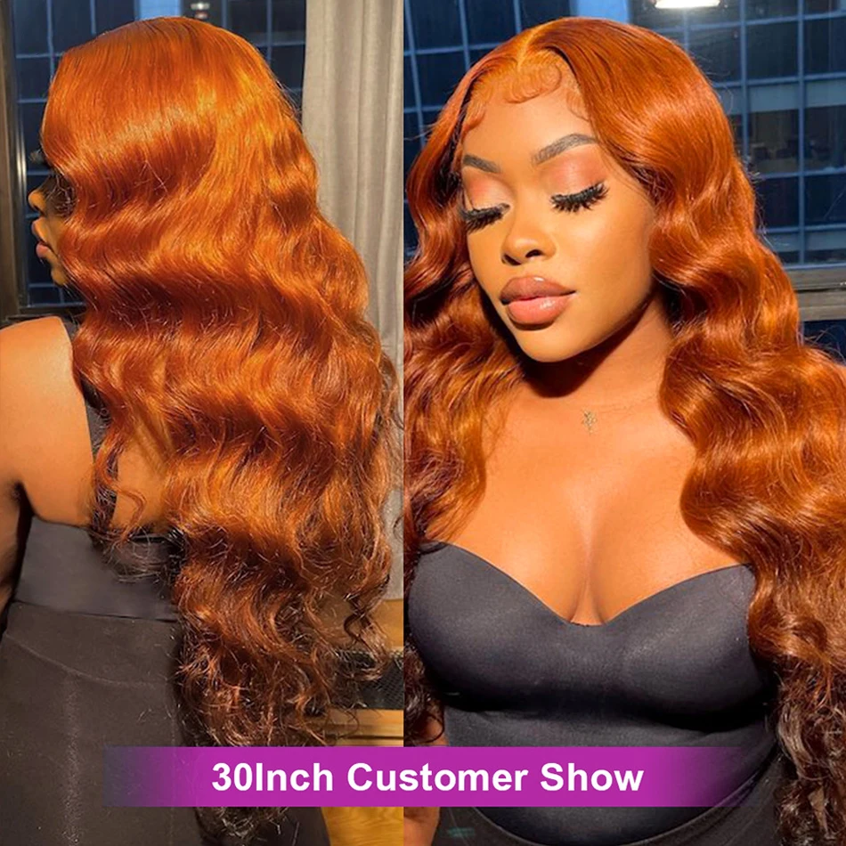Ginger Orange 13x6 HD Lace Front Wigs Human Hair Wig Body Wave 13x4 Lace Frontal Wigs Colored Transparent Lace Wig For Women 360 - Image 5