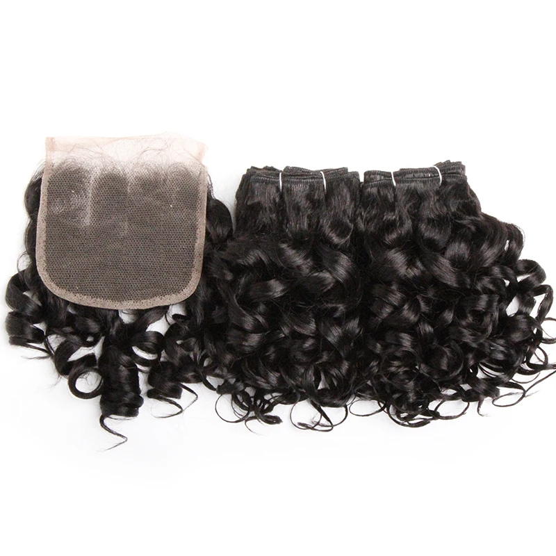Curly Hair Bundles Brazilian Human Hair Weave 6 Bundles With Lace Closure Colored 1B/27/30/33/99J Short Hair Extension For Women - Image 11