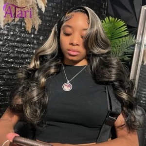 13×6 Lace Frontal Body Wave Human Hair Wigs Blonde 27 with Black Pre Plucked 13×4 Highlight Transparent Lace Front Wig for Women