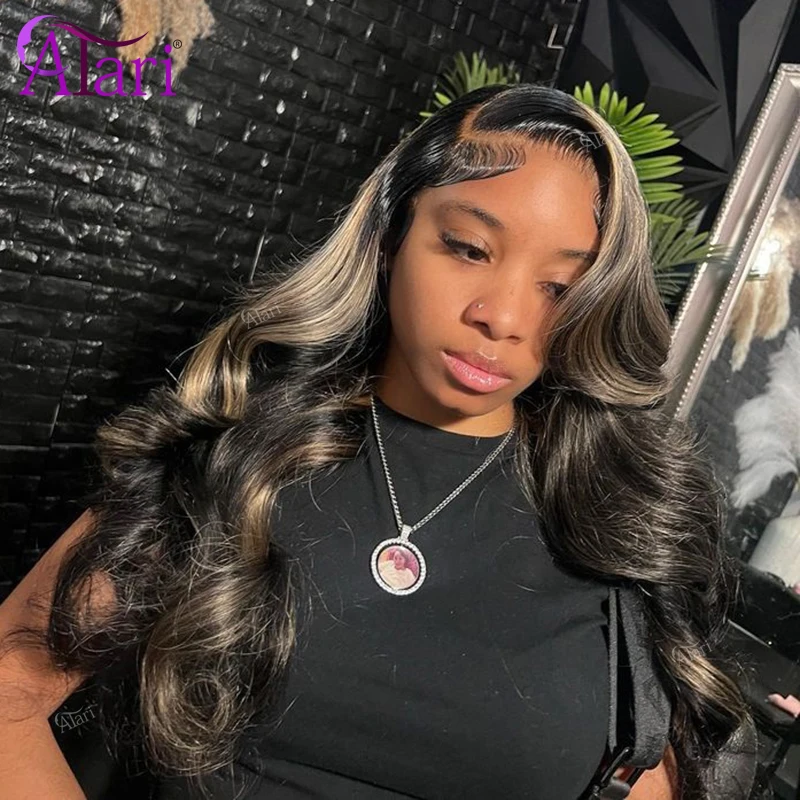 13x6 Lace Frontal Body Wave Human Hair Wigs Blonde 27 with Black Pre Plucked 13x4 Highlight Transparent Lace Front Wig for Women - Image 2