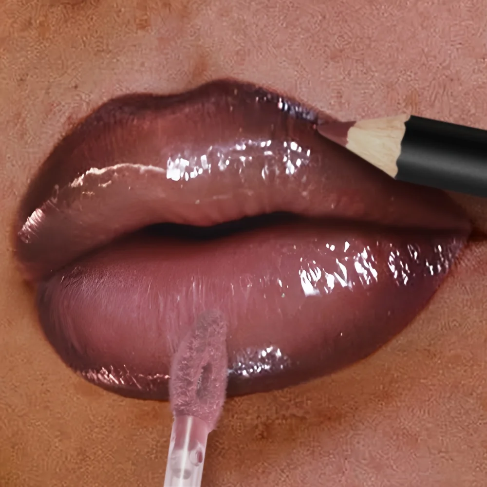 3PCS Glossy Lip Set, Shimmer Lip Gloss + Lip Oil + Lip Liner, Nourishing, Non-Sticky, High Shine, Daily Makeup - Image 2