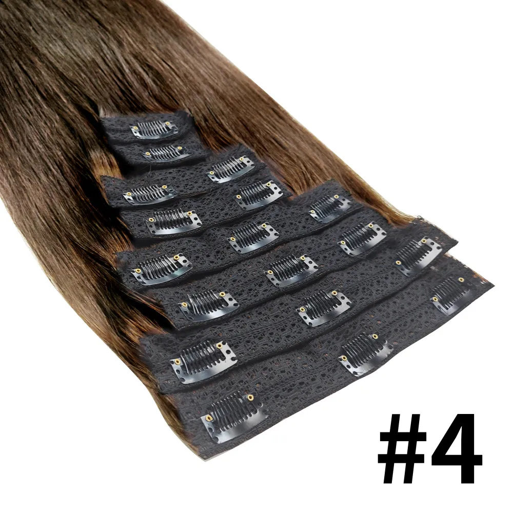 Clip ins Hair Extensions Straight Human Hair 100% Unprocessed Full Head Brazilian Virgin Human Hair Natural Color Clip ins Hair - Image 12