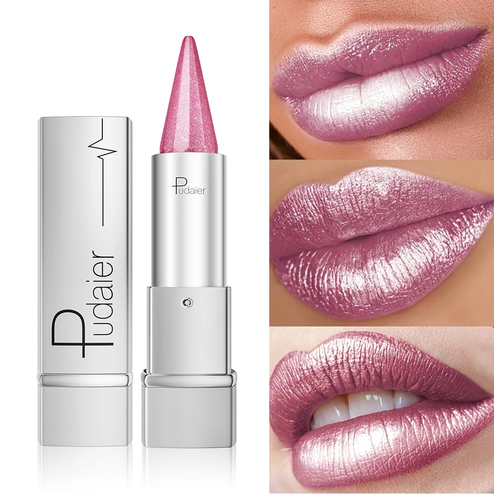 Glitter Pearlescent Lipstick, Point Tip Lip Contour Pencil Effect, Define + Fill, Waterproof, Smudge-Proof, High Pigment - Image 3