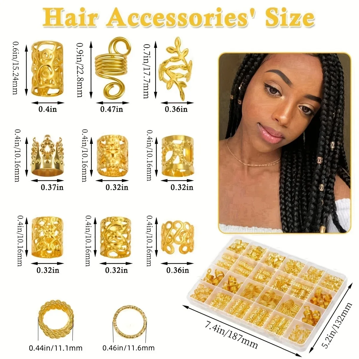 230pcs Hair Accessories DIY Copper Iron Dreads Decorations Metal Hairpins for Hair Styling Handmade Jewelry Making - Image 4