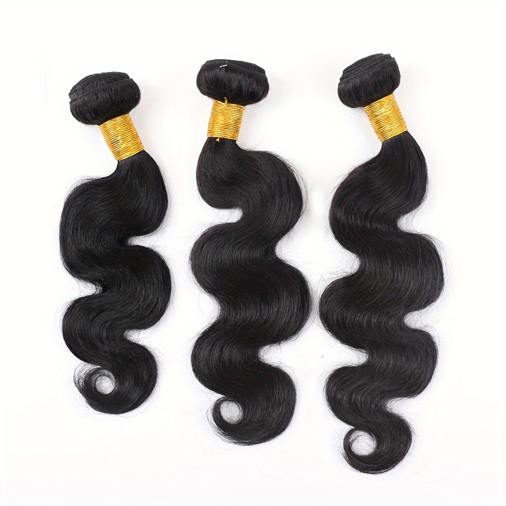 12A Brazilian Body Wave Bundles Human Hair Bundles Unprocessed Virgin Hair Body Wave 1/3 Bundles Human Hair Weave Bundles 1B Natural Black Double Weft - Image 5