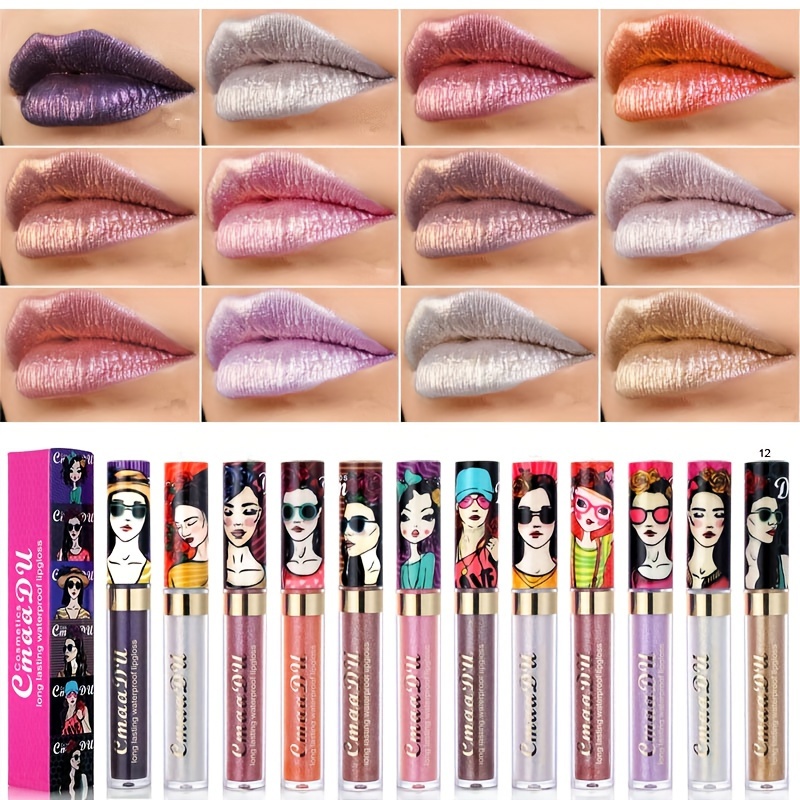 11 Color Long Lasting Waterproof Lip Gloss, Metallic Shimmer Glitter Finish Lipstick for Valentine's Day Gifts and Music Festival - Image 4