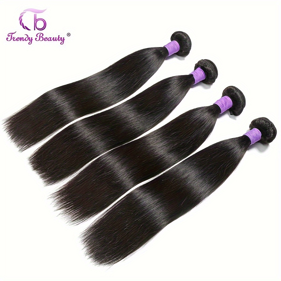 Brazilian Straight Human Hair Bundles Virgin Human Hair Can Be Dyed Can Be Bleached Double Weft Unprocessed Straight Extensions Natural Black Color For Women - Image 4