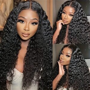 2 Bundles Peruvian Water Wave Hair Virgin Human Hair 100% Human Hair Bundles Natural Black Color Can Be Dyed No Shedding Peruvian Curly Hair For Women 200g