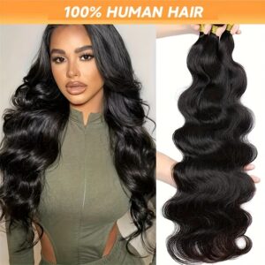 Body Wave Bundles Human Hair 100% Unprocessed Brazilian Virgin Human Hair Bundles Extensions 1 Bundles No Shedding No Tangle Body Wave Weave Bundles Human Hair Natural Color For Women
