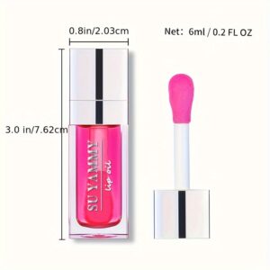 [Buy 1 Get 1 Free]2 PCS Lip Oil, Hydrating Lip Gloss Tinted Lip Balm, Transparent Lip Care With Shiny Big Brush Head, Long Lasting Nourishing Non Sticky Fresh Texture Valentine’s Day Gifts