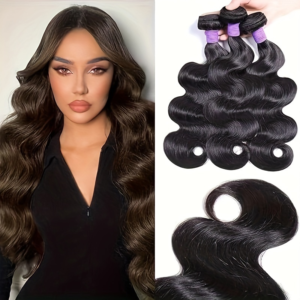 Brazilian Virgin Human Hair Bundles Body Wave Brazilian Hair Weave 3 Bundles Deal 100% Unprocessed Remy Human Hair Extensions Body Wave For Women 1B Color Body Wave Hair Wefts