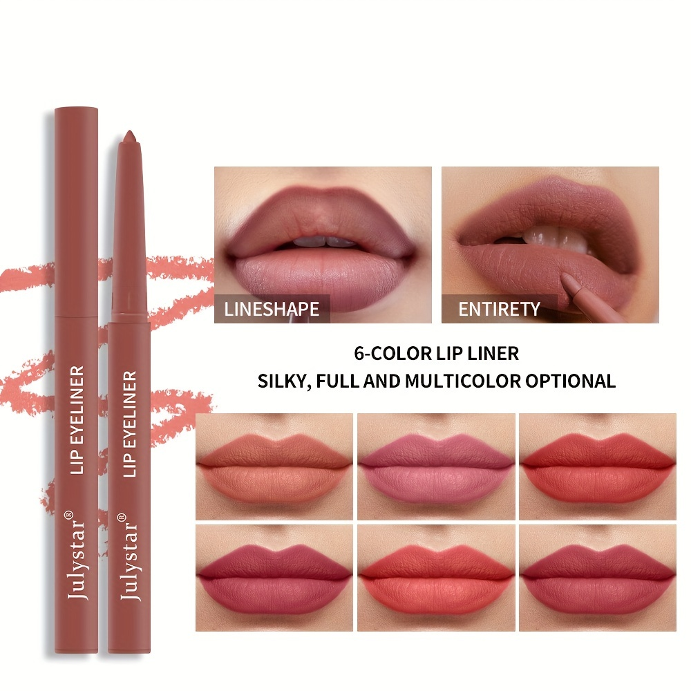 Lip Pencil Waterproof Non-halo Lipstick Pen Pink Matte Lip Gloss Rotating Lip Liner Set Valentine's Day Gifts - Image 2