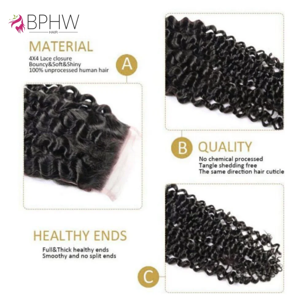 Kinky Curly Lace Frontal Closure Only 4x4 Lace Closure Brazilian Remy Hair Pre Plucked 100% Human Hair Kinky Curly Lace Closure - Image 4