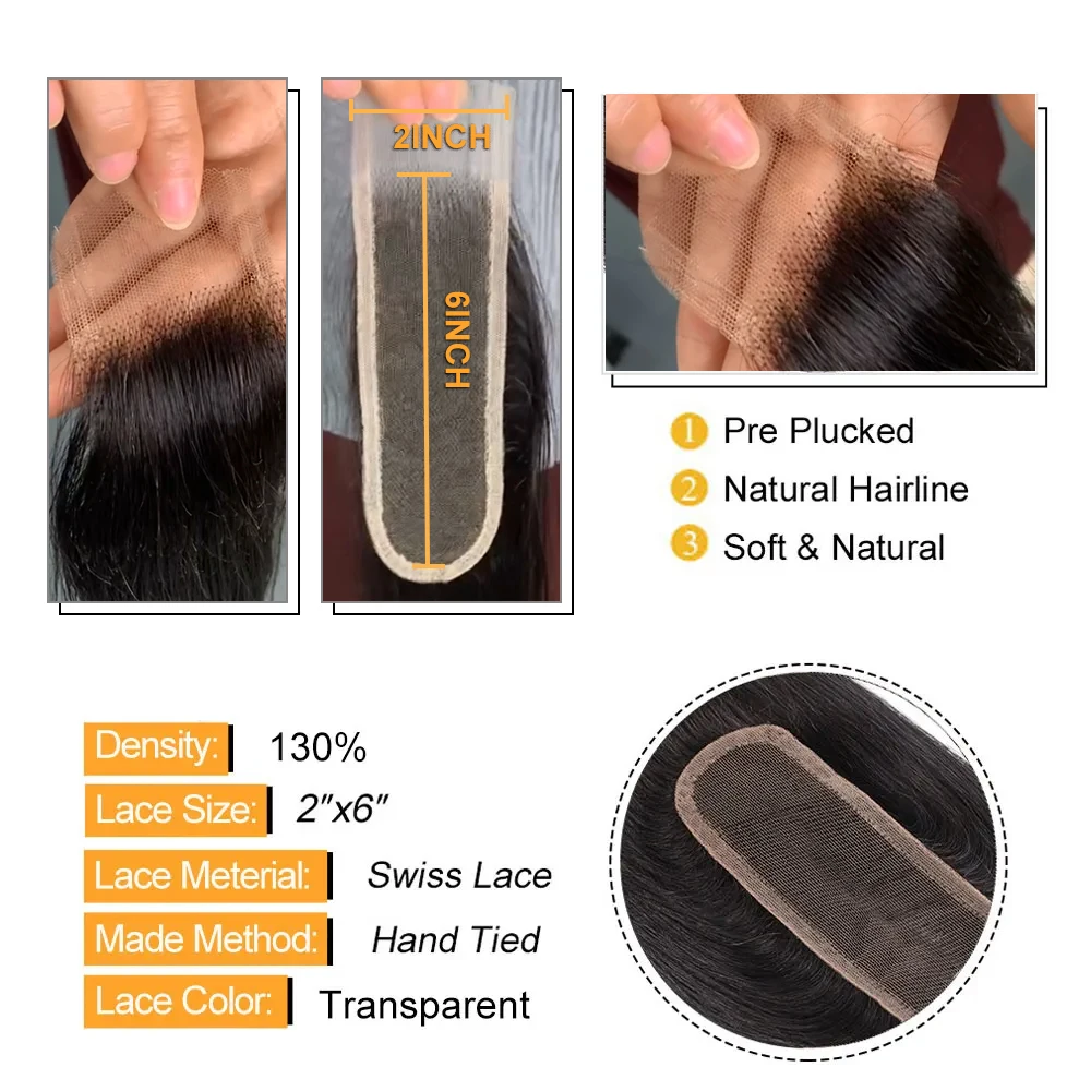 2x6 Lace Closure 100% Human Hair 10''-22'' HD Lace Closure Remy Hair Transparent Lace Hair Closure HairUGo - Image 4