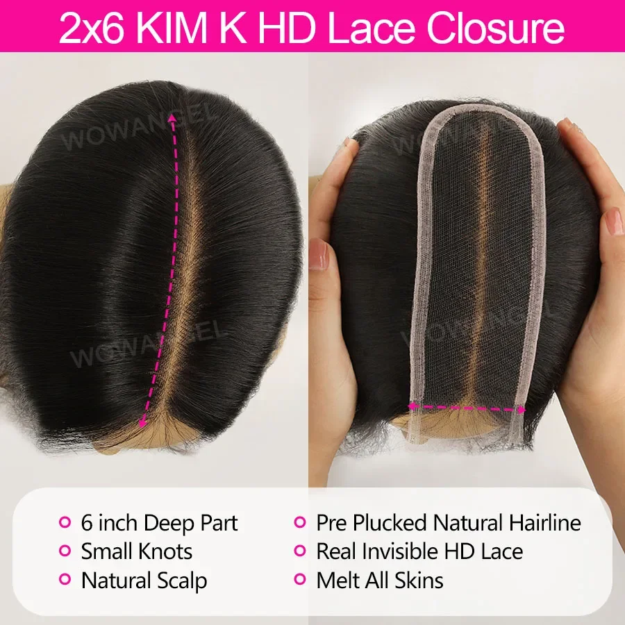 2x6 HD Lace Closure Only Body Wave Human Hair Pre Plucked Skinlike Deep Parting Kim K Closure Invisible Swiss Lace Remy Hair - Image 5